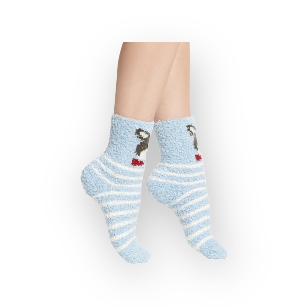 new PJ Salvage 𖠌 Frenchie Dog Plush Super Soft Butter Socks 𖠌 Blue Stripe 𖠌 - Picture 13 of 14